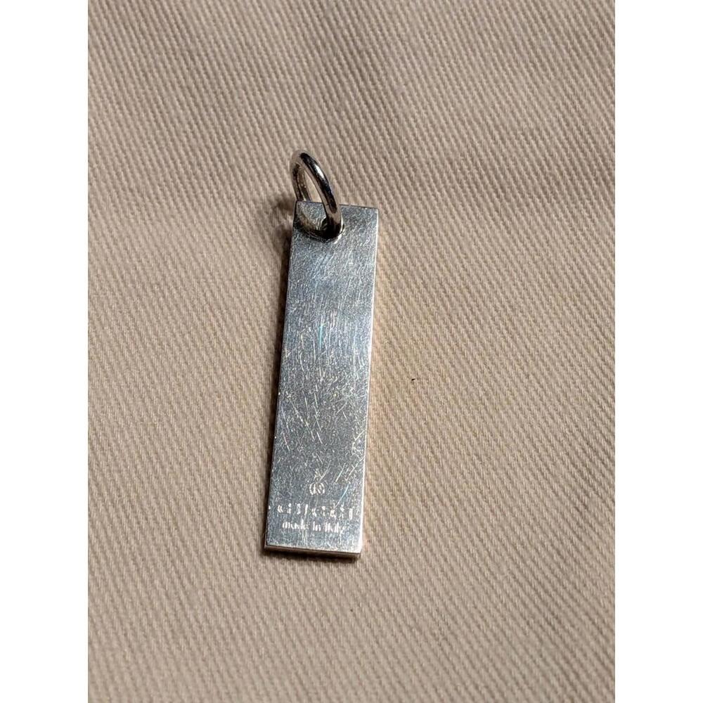 Authentic Vintage Gucci Necklace Pendant Charm Top Only Silver Rectangle Plate